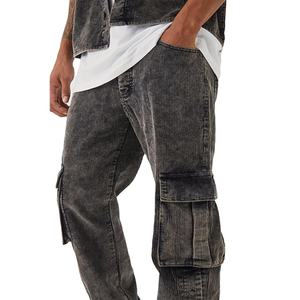 กางเกงคาร์โก้ผู้ชายทรงหลวมหลายกระเป๋า ดีไซน์ทันสมัย สวมใส่สบาย คุณภาพสูง แบบย้อมสีเอซิดวอช ไซส์พลัส - Product Image 6