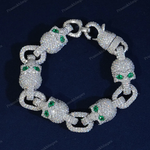 กำไลข้อมือเงินสยองขวัญสเตอริง925สุดหรูกำไลข้อมือคิวบาเพชรโมอิสซาไนท์สร้อยข้อมือฮิปฮอปออกแบบได้ตามต้องการ - Product Image 3