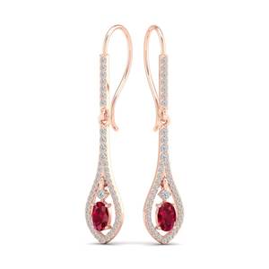 Pendientes Huggie de Plata de Ley 925 con Rubí Ovalado y Moissanita, Joyería Fina Certificada REYES GRA, Elegantes para Mujer - Product Image 6