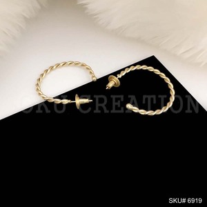 <b>Gold</b> plated <b>Hoop</b> with Twisted Wire Unique Design Earring SKU6919 - Product Image 2