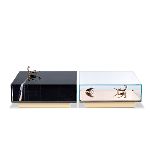 Contemporary Metamorphosis Center <b>Table</b> Durable Glass and Metal Home Furniture with <b>Mirrored</b> Feature for Living Room Use - Product Image 3