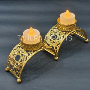 Merveilleux Design Attrayant Look Doré Argent Couleur Tea Light Bougeoir T-Light Holders Pour Noël Et La Décoration De La Maison - Product Image 3