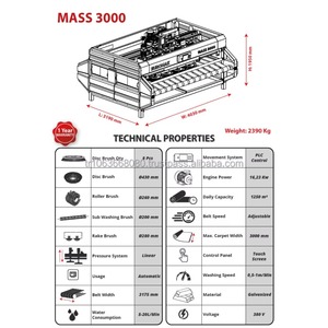 Máquina Industrial para Lavar Alfombras MASS 3000, Lavadora de Alfombras Totalmente Automática con 8 Cepillos de Disco - Product Image 6