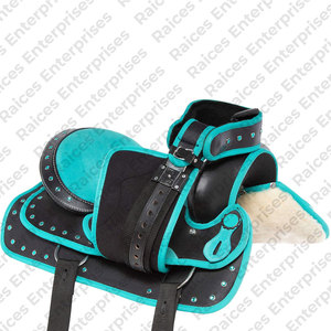 Sillín de caballo inglés de cuero genuino Premium con estampado de logotipo personalizado 2025, sillín de carreras occidental con tamaño personalizado - Product Image 3