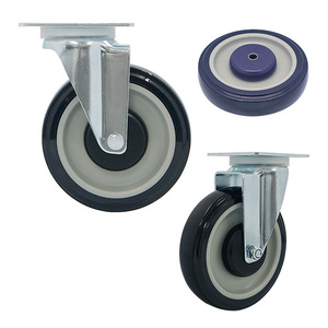 Roue pivotante à plateau 127 mm en polyuréthane et acier, roulettes industrielles pour meubles sans frein, capacité de charge 120 kg - Product Image 5