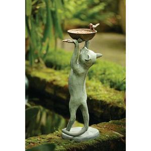 Estatua de gato de Metal hecha a mano personalizada estatuilla de gato moderna escultura de alimentación de pájaros accesorio de jardín al aire libre gato de pie antiguo - Product Image 1