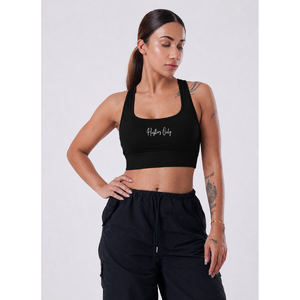 Sujetador Deportivo Acolchado Negro Tallas Grandes - Transpirable, Ligero, con Tirantes Cruzados, Almohadillas Removibles, Ecológico, de Alta Sujeción - Product Image 5