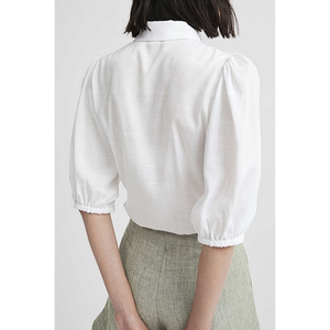 Camisa de algodón de verano para mujer de alta calidad elegante prenda tejida lavable patrón sólido hecho Vietnam sostenible OEM ODM al por mayor - Product Image 2