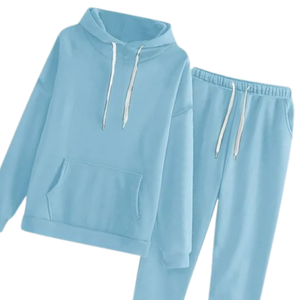 Conjunto Deportivo Informal de Invierno para Mujer, Sudadera con Capucha Azul Claro y Pantalones Jogger, Venta al Por Mayor, Fabricante OEM - Product Image 4