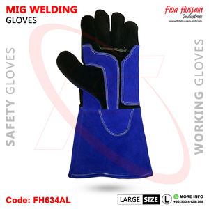 Gant de sécurité en cuir fendu à motif long résistant à la chaleur de qualité supérieure Gants en cuir de vachette Gants en cuir - Product Image 3