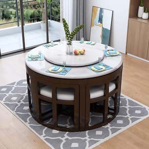Table à manger avec chaises en bois de teck massif de haute qualité avec rembourrage noir couleur duco pour intérieur et extérieur. - Product Image 2