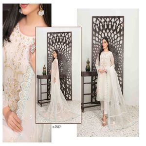 TAWAKKAL-Ensemble 3 pièces pour femme indienne/pakistanaise, chemise brodée en organza cousue fantaisie, Dupatta, viscose, 2024 - Product Image 6