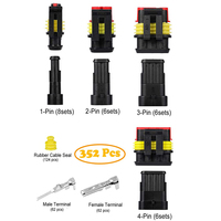 Kit de connecteurs de câblage solaire pour voiture 352 pièces, étanche IP68, UHF/RF, 12V 5A, avec bornes 1/2/3/4 broches pour systèmes solaires et cartes PCB/FPC