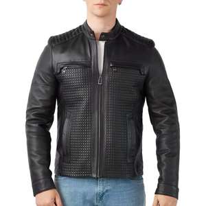 Chaquetas clásicas informales de cuero genuino marrón Vintage para hombre Chaquetas de hombre de moda de estilo motorista de alta calidad para exteriores con aspecto real - Product Image 1