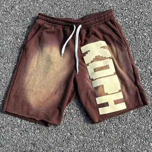 Pantalones cortos de cintura alta con serigrafía personalizada Logo algodón French Terry Streetwear desgastados Vintage Sun Faded Acid Wash - Product Image 6