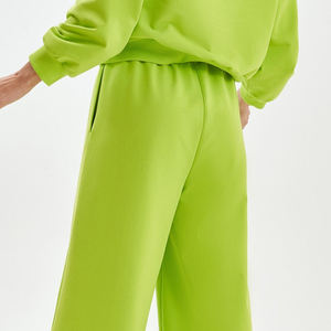 Conjunto de sudadera con capucha y pantalones acampanados con cremallera al por mayor de alta calidad al por mayor, conjunto de chándal de color de bloque con logotipo personalizado de forro polar grueso de algodón - Product Image 6