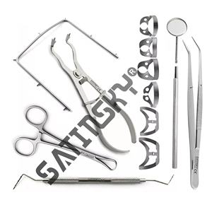 ชุดอุปกรณ์ทำฟันปลอม ประกอบด้วย ยางกันน้ำลาย ที่เจาะรู คีมหนีบ กล่องฆ่าเชื้อ และเครื่องมือผ่าตัดสำหรับการปลูกถ่ายฟัน - Product Image 5