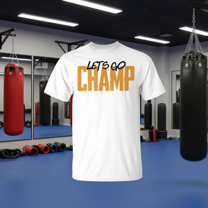 T-shirt de motivation Lets Go Champ Boxing blanc pour hommes, vêtements décontractés - Product Image 3