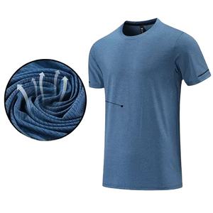 Tela Spandex, venta al por mayor, Camiseta de cuello redondo, camiseta diseñada para entrenamiento, Camiseta deportiva Dry Fit para hombre, camiseta informal estampada de punto - Product Image 1