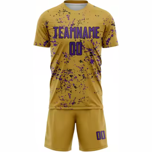 Tenue de football 100% polyester, unie, séchage rapide, antibactérienne, extensible, manches courtes, unisexe, ensembles adultes, options de logo d'équipe personnalisé - Product Image 2