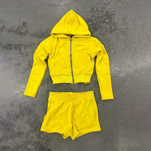 Custom Distressed Embroidery Patch Hoodie Acid Wash Vintage <b>Zip</b> Winter Streetwear Cotton <b>Shorts</b> Tracksuits Jogger <b>Shorts</b> Set - Product Image 5