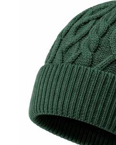 Customized Winter Knit Beanie <b>Hat</b> Forest <b>Green</b> Cable Knit Ribbed Cuff Warm Soft Acrylic Wool Blend Unisex Wholesale - Product Image 4