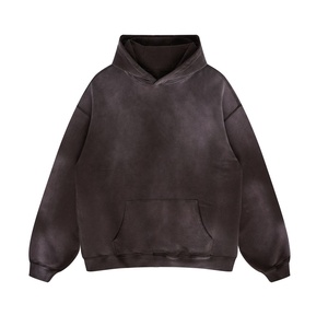 Alta calidad 100% algodón lavado ácido Vintage hombres pulóver con capucha al por mayor logotipo personalizado Streetwear Oversized Look - Product Image 3