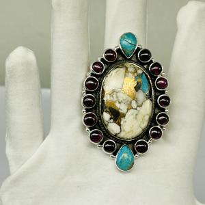 Cuivre Turquoise Bague Bague Faite À La Main Bague En Argent 925 Bague En Argent Sterling Bague De Mode Bague Bohème Designer Bague Idées Cadeaux - Product Image 2