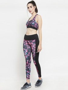 Haute qualité dernier velours survêtement survêtements femmes imprimé fleuri élégant survêtement combinaisons Gym entraînement porter hauts courts - Product Image 3