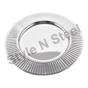 Assiette de présentation ronde en acier inoxydable martelé de 33 cm avec technique d'émail de couleur service de vaisselle de mariage plateau de vente en gros - Product Image 1