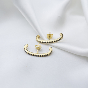 Black Zircon Stone Shape Push <b>Back</b> <b>Earrings</b> Turkish Wholesale Handmade 925 Sterling Silver Jewelry - Product Image 2