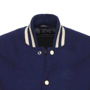 แจ็กเก็ตเบสบอลของผู้ชายออกแบบเองได้มีโลโก้ปักลายด้วยผ้าขนสัตว์ขนาดใหญ่แขนเสื้อหนังสไตล์เบสบอล - Product Image 2