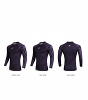 Chemises de compression à manches longues pour hommes adultes, coupe ajustée, motif 3D, séchage rapide, respirantes, col en V, protection contre les éruptions cutanées, vêtements de fitness, BJJ, MMA