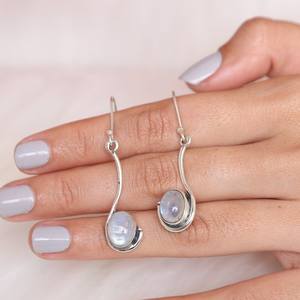 Diseño antiguo Arco Iris Natural piedra lunar forma ovalada cabujón bisel ajuste sólido 925 plata esterlina colgante pendiente - Product Image 3