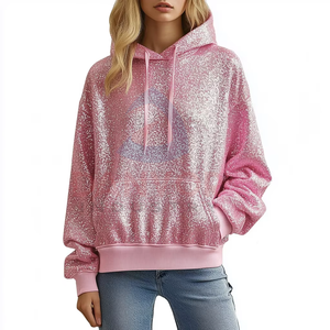 เสื้อมีฮู้ดสำหรับผู้หญิงเสื้อฮู้ดผ้าฝ้ายออกแบบโลโก้ได้ตามต้องการสำหรับฤดูหนาว - Product Image 3