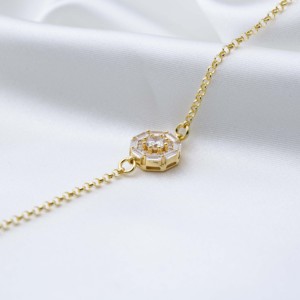 Shiny White Zircon Stone Shape Baguette Rolo Chain Design Turkish Wholesale Handmade Charm Bracelet - Product Image 2