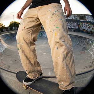 Pantalon de jogging tendance pour homme, style hip-hop, coupe ample, beige vieilli personnalisé, Y2K, imperméable, respirant, avec cordon de serrage, 100% coton - Product Image 1