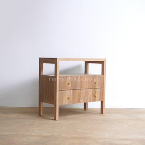 Mesita de noche de madera de teca maciza de alta calidad de estilo moderno con dos cajones, muebles de dormitorio para el hogar, Hotel, apartamento para sala de estar - Product Image 2