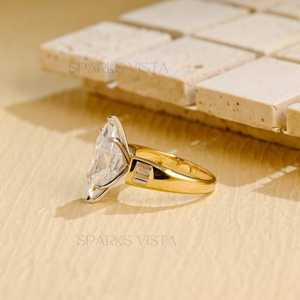 แหวนเพชรเม็ดเดี่ยวแนววินเทจประดับ925เงินสเตอร์ลิงสำหรับสตรีและบุรุษได้รับการรับรองใช้ได้ทั้งชายและหญิงจากห้องทดลอง - Product Image 4