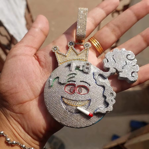 925 plata esterlina tierra fumar colgante Moissanite colgante pulgadas para pedido personalizado y colgante de Hip Hop - Product Image 2