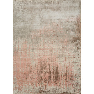 Alfombra Kavi de Lana y Seda de Bambú Anudada a Mano - Patrón Abstracto Beige y Marrón Teoría del Caos para el Hogar, Alfombra Rectangular de Yute para Adolescentes (Esk-9014) - Product Image 1