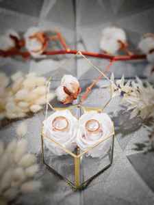 กล่องใส่แหวนแก้วดีไซน์รูปหัวใจสุดวิเศษอุปกรณ์จัดระเบียบทำจากโลหะแก้วกรอบขัดเงาสีทองสำหรับงานแต่งงานงานหมั้น - Product Image 5