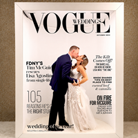 Boîte photo personnalisée noire en métal style magazine Vogue à deux portes pour location – Idéale pour anniversaires, événements, mariages, cadeaux