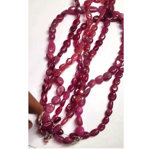 4 hebras de Bangkok Ruby ovalada suave Tumble beads 1519 CT Lot Iroc Sales 20 pulgadas de longitud collar de cuentas de pepita de piedras preciosas - Product Image 5
