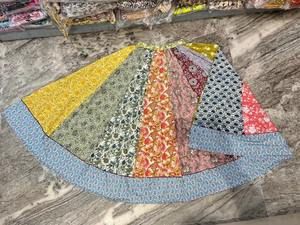 Robe longue multicouche de taille libre avec jupe patchwork élastique Funky Bohemian Party Wear Cotton Natural Waistline - Product Image 3