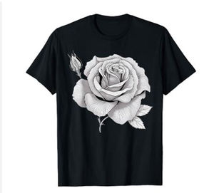 Vêtements en vrac T-Shirt de haute qualité avec impression personnalisée de rose blanche Broderie Design avec logo OEM - Product Image 1