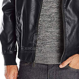 Veste en cuir respirante et confortable, col montant, logo sur le devant, meilleur prix, utilisation en extérieur, prix de gros, pour hommes, hiver, en vente en ligne - Product Image 3