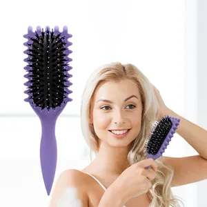 New Arrival Boar Bristle Hair Style Detangling Hair Brush Wheat Straw Hair Curl Define Styling Brush
