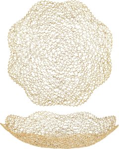 Cuenco redondo de metal perforado dorado sofisticado con borde esculpido para agregar elegancia a bodas y decoraciones de habitaciones - Product Image 5
