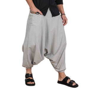 Pantalones bombachos holgados de cintura alta de talla libre para hombre, ropa de calle Bohemia clásica ecológica inspirada en Aladdin Yoga, lona oscura de algodón bueno - Product Image 1